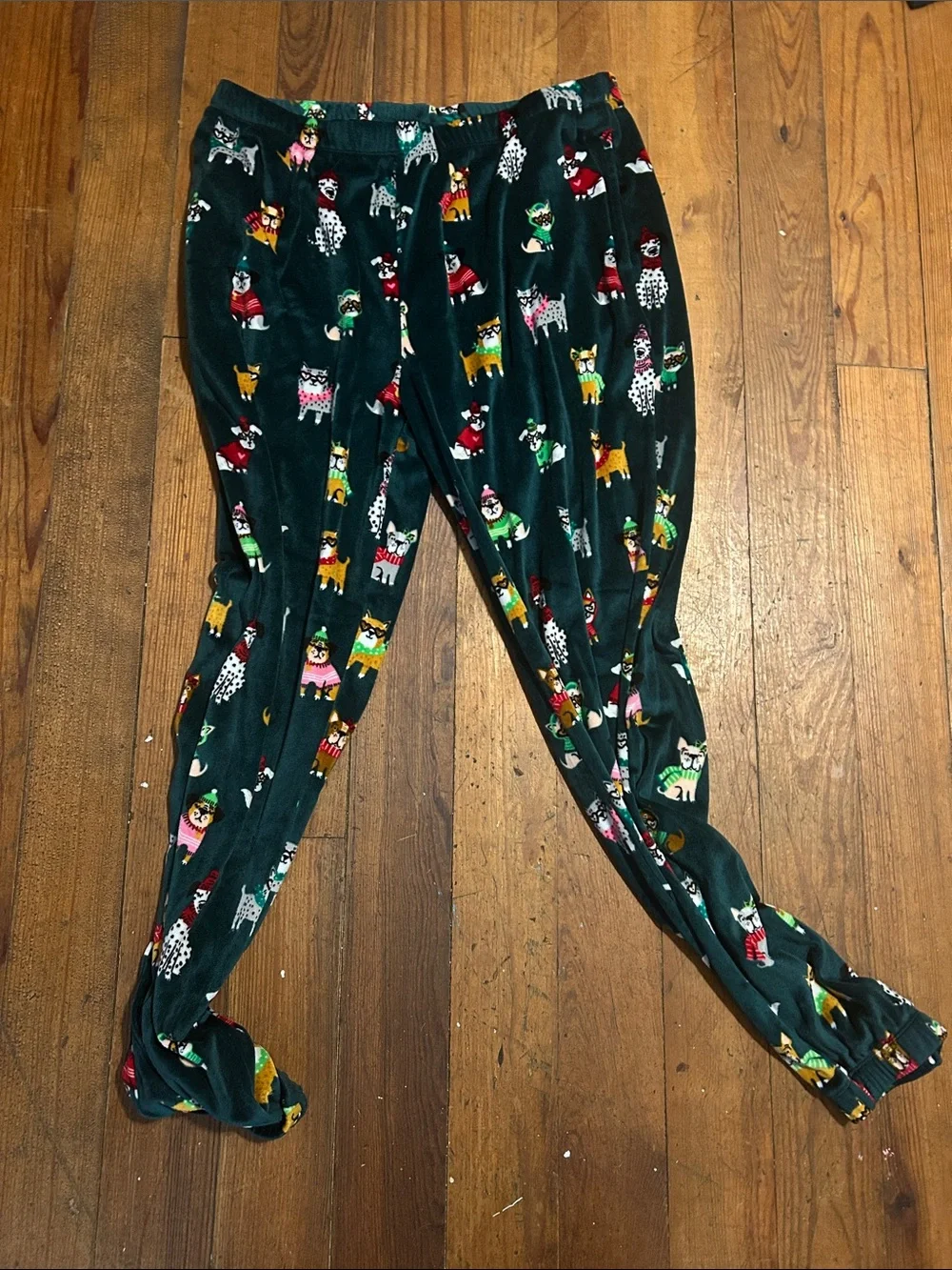 Kids Dark Green Dog Print Pajama Set